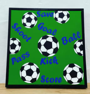 Framed Painting on Canvas - Soccer - Hand painted & NEW (not used)