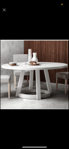 White Round dining table.
