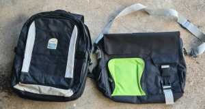 Back bag with 3 compartments & carry bag