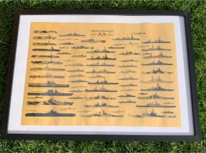 UNITED STATES NAVY SHIPS FRAMED PICTURE