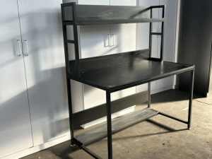 HALF PRICE!! SAMPLE BLACK DESK WITH EXTRA TOPPER SHELVE FOR CLEARANCE!