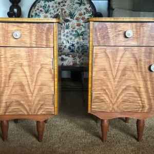 Gorgeous Pair Mid Century Retro Vintage Bedside Tables Cupboards BOTH!
