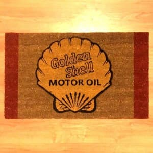 Golden Shell Motor Oil Doormat coir & PVC back Door Mat 45x75cm