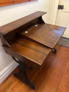 Antique Writing Desk with Ink pots and compartment