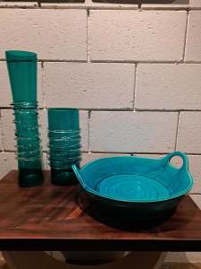 AQUA Colour Heavy Glass Cylindrical Vase, Extra Large Heavy Bowl...
