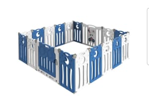 Bopeep 18 panel playpen baby/toddler blue and white