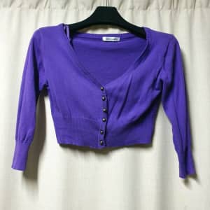 Valleygirl Purple Crop Cardigan Size 8