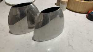 Stainless steel vases x 2