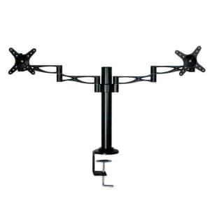 Dual LCD Monitor Desk Mount Stand Bracket Adjustable Arms For 2