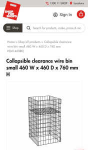 2 x Collapsible clearance wire bin small 460 W x 460 D x 760 mm H