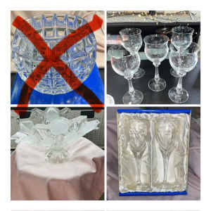 ✨🍷Crystal Wine Glasses & Vintage Claw Fruit Bowls - Decluttering