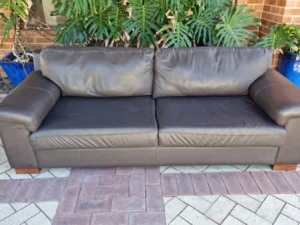 Leather Sofa Couch Chocolate Brown