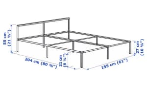 Ikea queen size metal frame with wooden base