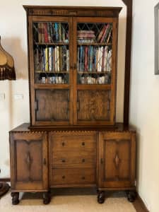 Antique solid-oak Bookcase and Sideboard