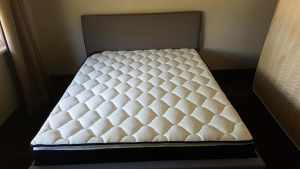 Queen size fabric frame Light Grey/Charcoal & pillowtop mattress new