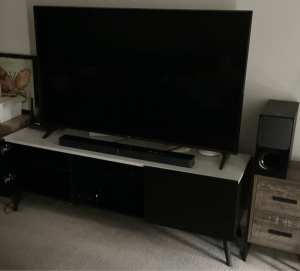 LG 60” HD TV with SONY sound bar/subwoofer and TV cabinet