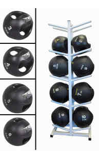 New 10 * Double Grip Medicine Ball Complete Set 1to 10kg & black stand