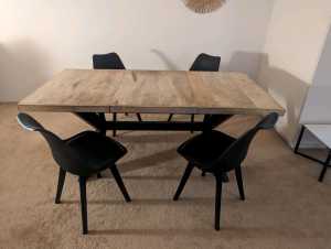 Solid Mango Wood Table with 4 faux leather chairs