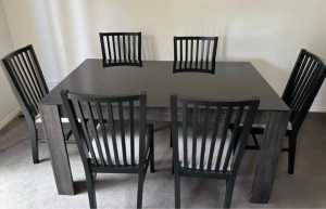 Can deliver - 1500mm black glass summit dining table with 6 chairs