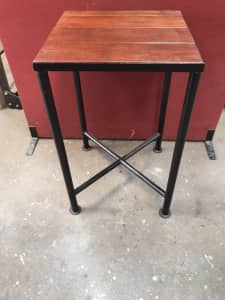 REFURBISHED CAFE/ HOME USE TABLE, HARH WOOD TOP METAL LEGS