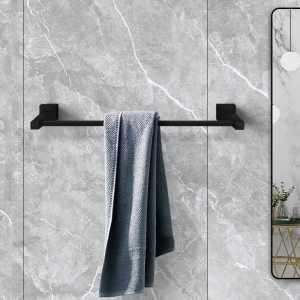Bath Square Single Towel Rail Towel Holder Stainless Steel Black