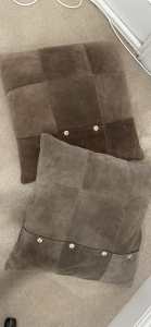 Two genuine suede leather cushions