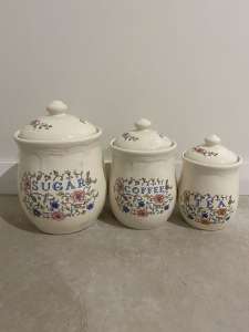 Ceramic coffee, tea & sugar jars