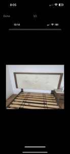 King bed frame and bedside table