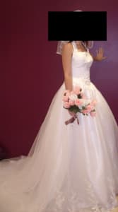 New Wedding or Debutante dress -White Halter long train Size 10-12