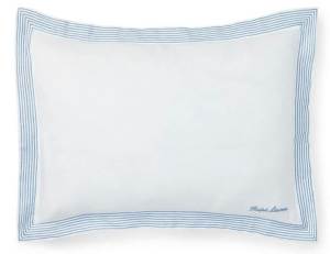 1 New Ralph Lauren White & Light Blue Linen Cushion, RRP $299, 3 Avail