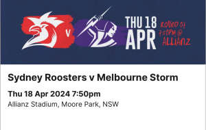 NRL Rd 7 - Sydney Roosters vs Melb Storm (x6)