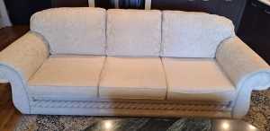 Sofa 3 seater, Baroque cream coloured fabric Harvey Norman Available i