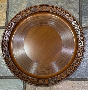 Vintage Everbright Lacquerware Carved Round Serving Tray