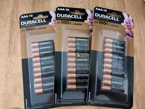 AAA Duracell copper top batteries (10 packs) x 3 PRICE ALL 