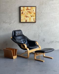 Apollo Chair by Svend Skipper chair with Ottoman for Skippers Mobler