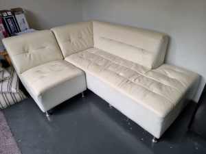 White leather modular sofa