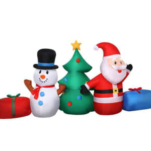 Jingle Jollys 3M Inflatable Christmas Tree Santa Lights