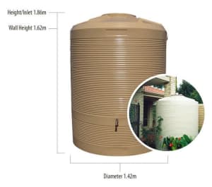 NEW WEST COAST POLY 2500LITRE RAIN WATER TANK (FREE WATER)