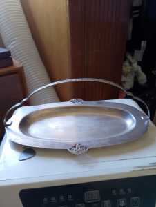 Small silver plate serving tray