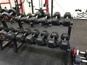 Rubber Hex Dumbbell 105kg (2.5/5/7.5/10/12.5/15kg)*2 2 Layers Stand