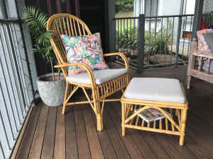 Townson cane armchair & footstool