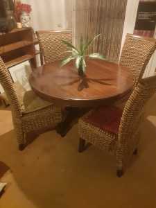 Dinning table solid wicker chairs