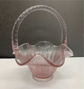 Vintage Fenton Pink Glass Basket 19cm High. Perfect condition