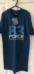 Police brand blue green t shirt - new with tag