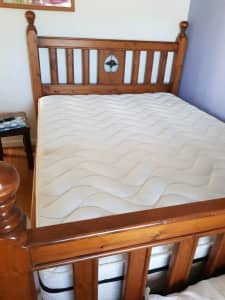 QS wooden bed frame with mattress