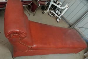 Antique Box Couch.  Refurbished leather in good condition.