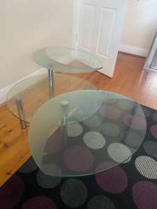 TEMPERED GLASS FOLDABLE COFFEE TABLE 700MM ACROSS