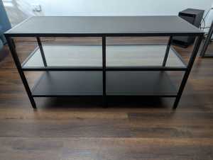 IKEA TV bench VITTSJÖ, black-brown/glass