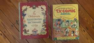 Vintage childrens books - collectables - dictionary and TV annual