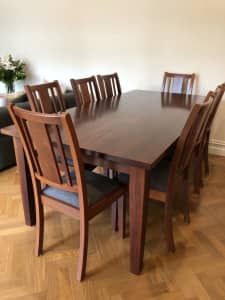 8 seater Jarrah Wooden Table and Chairs